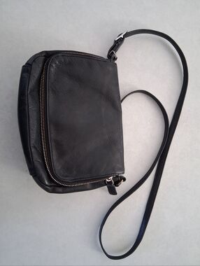 Margot New York/ Black, Buttery Soft, 100% Leather Crossbody Bag W/ Front Pocket